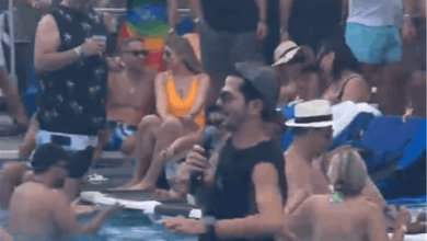 مغتربون-لبنانيون-يحملون-فنانا-شهيرا-على-الأكف-داخل-حوض-السباحة!-(فيديو)